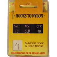 A PACK OF 10 BARBLESS HOOKS TO NYLON 5LB BREAKING STRAIN (SIZE 10)