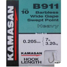 Kamasan B911 Hooks To Nylon Barbless wide gape swept point (heavy) Size 10