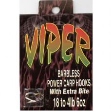 VIPER Size 18 barbless (hook to nylon) Power Carp Hooks - 10 pack Fishing Hooks