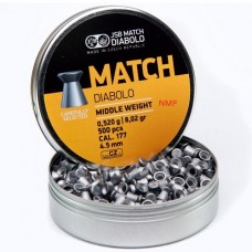 JSB Diabolo Match Flat Head Middle Weight 4.52mm .177 calibre 8.02gr tin of 500 Yellow