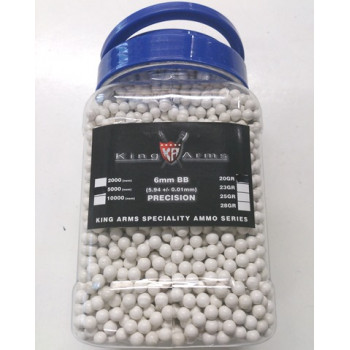 5000 x 6mm King Arms 20g White Polished Airsoft BB Gun Pellets in Tub with handle